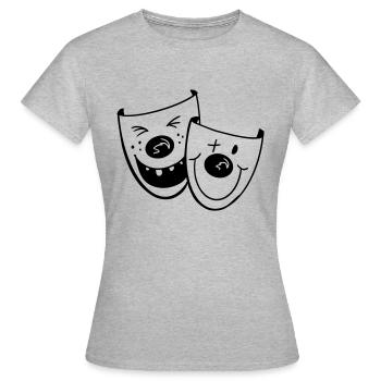 Deux masques de clown drôles - Carnaval - Cadeaux - T-shirt Femme - gris chiné - Devant - AI Model Female 172 dark (172cm)