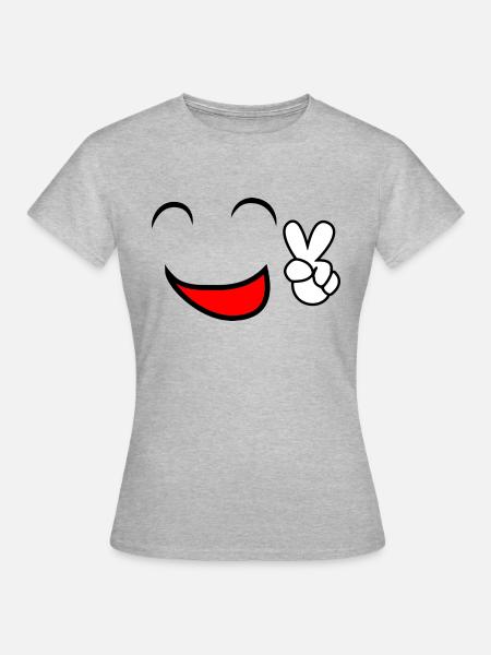 Smiley - Frauen T-Shirt - Grau meliert