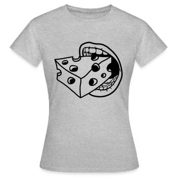 mund abbeissen fressen maul kaese loecher gauda co - Frauen T-Shirt - Grau meliert - Vorne - AI Model Female 172 dark (172cm)