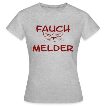 "Fauch détecteur" chat rouge - T-shirt Femme - gris chiné - Devant - AI Model Female 172 dark (172cm)