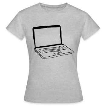 Laptop - Frauen T-Shirt - Grau meliert - Vorne - AI Model Female 172 dark (172cm)