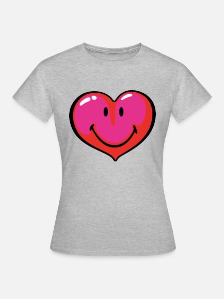 Smiley Heart - Frauen T-Shirt - Grau meliert