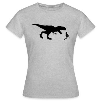 run away run race run silhouette black outline t-r - Women's T-Shirt - heather grey - Front - AI Model Female 172 dark (172cm)