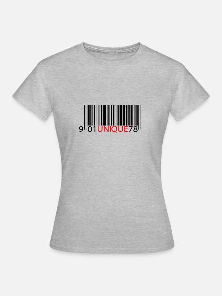 Einzigartiger roter Text-Barcode - Frauen T-Shirt - Grau meliert