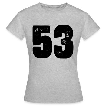 53 Zahl Trikot - Frauen T-Shirt - Grau meliert - Vorne - AI Model Female 172 dark (172cm)