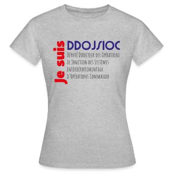 DDOJSIOC - T-shirt Femme - gris chiné - Devant - AI Model Female 172 dark (172cm)