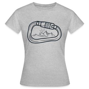 Des montagnes en chemise mousqueton pour les grimpeurs - T-shirt Femme - gris chiné - Devant - AI Model Female 172 dark (172cm)