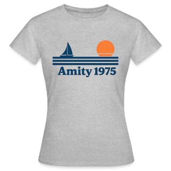 Sunset Retro Amity 1975 Sailboat - Women's T-Shirt - heather grey - Front - AI Model Female 172 dark (172cm)