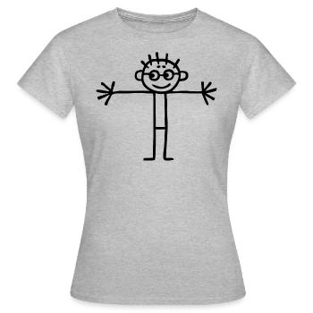 Kinderbild Strichmännchen Junge Bub Schulkind - Frauen T-Shirt - Grau meliert - Vorne - AI Model Female 172 dark (172cm)