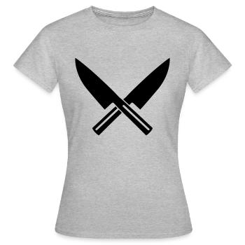 Couteaux - T-shirt Femme - gris chiné - Devant - AI Model Female 172 dark (172cm)