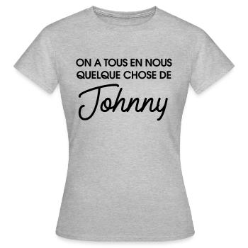 On a tous en nous quelque chose de Johnny - T-shirt Femme - gris chiné - Devant - AI Model Female 172 dark (172cm)