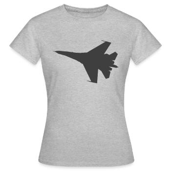 Military fighter jet plane jet silhouette - Women's T-Shirt - heather grey - Front - AI Model Female 172 dark (172cm)