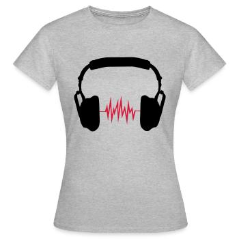 headphones - Women's T-Shirt - heather grey - Front - AI Model Female 172 dark (172cm)