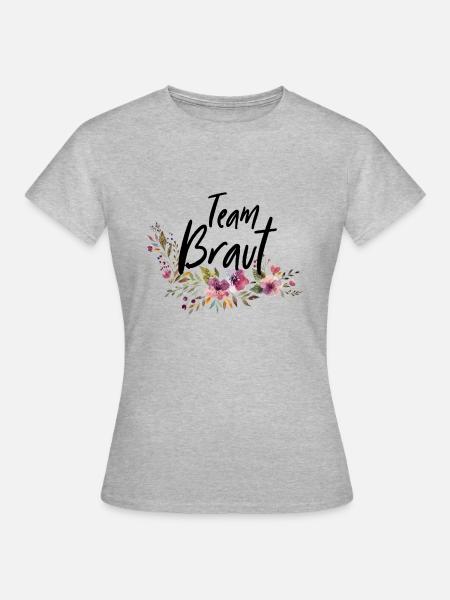 Team Braut - JGA - Florale Serie - Frauen T-Shirt - Grau meliert
