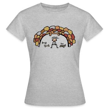 Evolution Cave Caveman - T-shirt Femme - gris chiné - Devant - AI Model Female 172 dark (172cm)