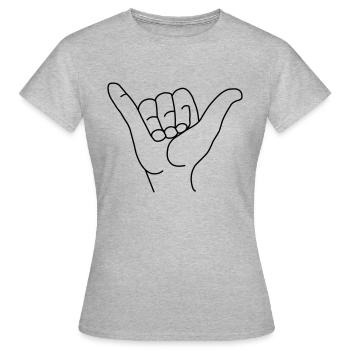 Surfer Gruß - Frauen T-Shirt - Grau meliert - Vorne - AI Model Female 172 dark (172cm)