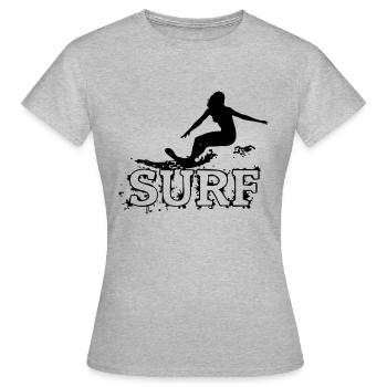 surfeuse - T-shirt Femme - gris chiné - Devant - AI Model Female 172 dark (172cm)