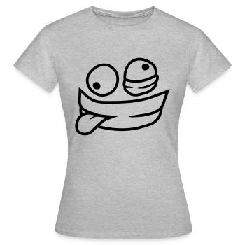 Comic Psychopath Gesicht - Frauen T-Shirt - Grau meliert - Vorne - AI Model Female 172 dark (172cm)