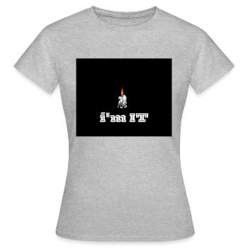 Schwarzweiß illustriert I'M IT Hoodie - Frauen T-Shirt - Grau meliert - Vorne - AI Model Female 172 dark (172cm)