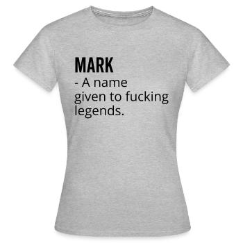 Markiere einen Namen, der verdammten Legenden gegeben wurde - Frauen T-Shirt - Grau meliert - Vorne - AI Model Female 172 dark (172cm)