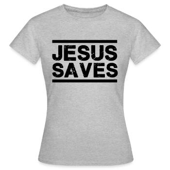 Jesus saves - Women's T-Shirt - heather grey - Front - AI Model Female 172 dark (172cm)