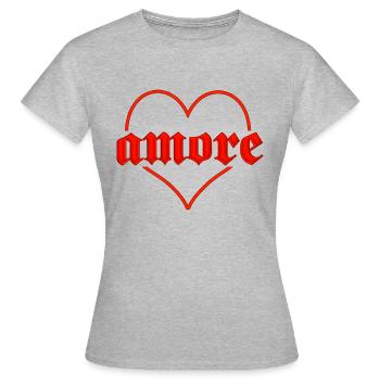 amore with heart - Women's T-Shirt - heather grey - Front - AI Model Female 172 dark (172cm)