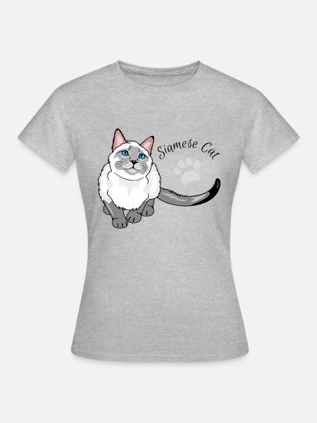 Neugierige Siamkatze - Frauen T-Shirt - Grau meliert