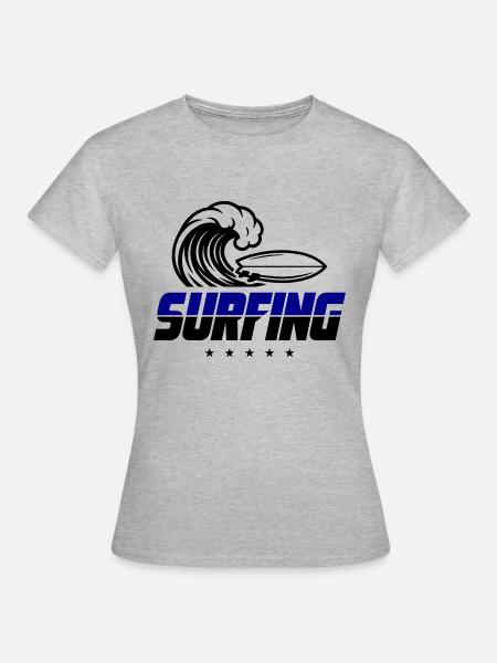 Surfing Surfboard - Frauen T-Shirt - Grau meliert