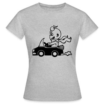 Der Cabrio-Fahrer - Frauen T-Shirt - Grau meliert - Vorne - AI Model Female 172 dark (172cm)