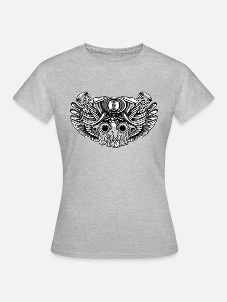 Motor - Frauen T-Shirt - Grau meliert