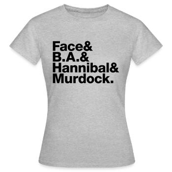 A-Team noms - T-shirt Femme - gris chiné - Devant - AI Model Female 172 dark (172cm)
