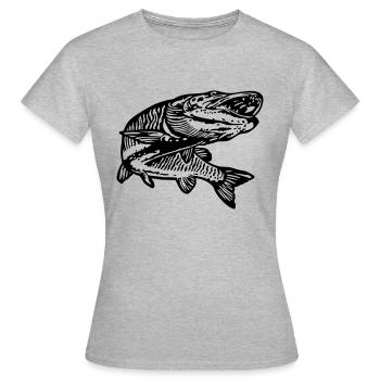 Hecht - Frauen T-Shirt - Grau meliert - Vorne - AI Model Female 172 dark (172cm)
