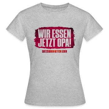 Satzzeichen retten Leben! - Frauen T-Shirt - Grau meliert - Vorne - AI Model Female 172 dark (172cm)