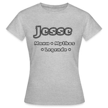 Jesse - der Mann, der Mythos, die Legende - Frauen T-Shirt - Grau meliert - Vorne - AI Model Female 172 dark (172cm)