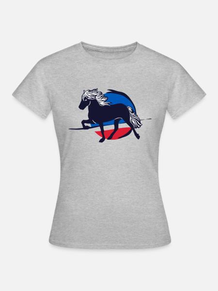 Islandpferd Reiter Grafik Pferd Reiten - Frauen T-Shirt - Grau meliert