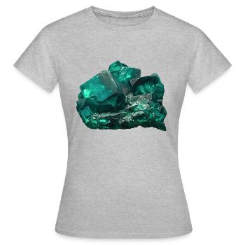 Fluorit grün Flussspat Mineral Kristall - Frauen T-Shirt - Grau meliert - Vorne - AI Model Female 172 dark (172cm)