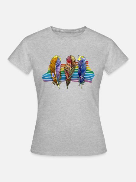 Feder - Frauen T-Shirt - Grau meliert