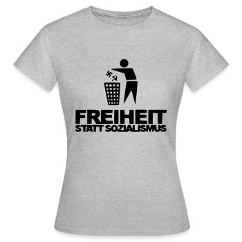 Freiheit statt Sozialismus - Frauen T-Shirt - Grau meliert - Vorne - AI Model Female 172 dark (172cm)