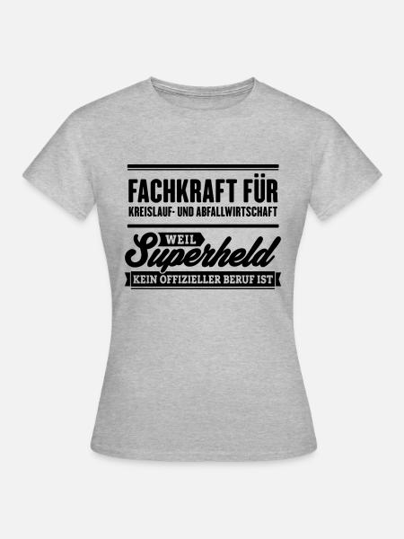 Superheld Fachkraft Kreislauf und Abfallwirtschaft - Frauen T-Shirt - Grau meliert