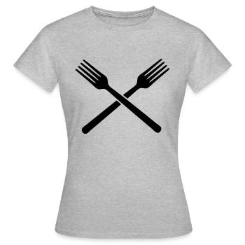forks hungry - Women's T-Shirt - heather grey - Front - AI Model Female 172 dark (172cm)
