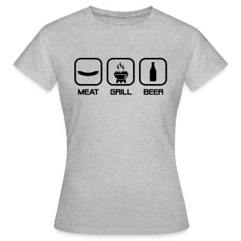 wurst_grill_und_bier_2__f1 - Women's T-Shirt - heather grey - Front - AI Model Female 172 dark (172cm)
