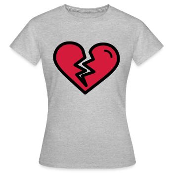 Gebrochenes Herz, Herzschmerzunglücklich verliebt - Frauen T-Shirt - Grau meliert - Vorne - AI Model Female 172 dark (172cm)