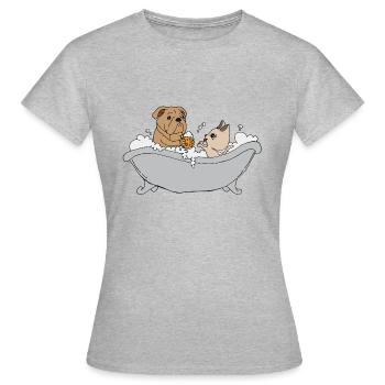 Chien baigne dans la bière - T-shirt Femme - gris chiné - Devant - AI Model Female 172 dark (172cm)