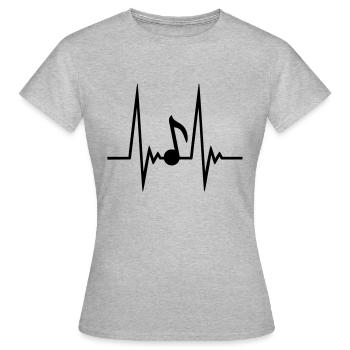 Music Note Pulse - Frauen T-Shirt - Grau meliert - Vorne - AI Model Female 172 dark (172cm)