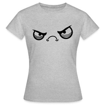 Angry Face - Frauen T-Shirt - Grau meliert - Vorne - AI Model Female 172 dark (172cm)