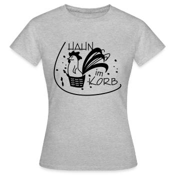 Hahn im Korb - Frauen T-Shirt - Grau meliert - Vorne - AI Model Female 172 dark (172cm)