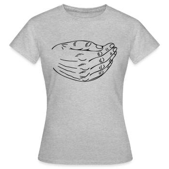 Hand vor dem Mund - Frauen T-Shirt - Grau meliert - Vorne - AI Model Female 172 dark (172cm)