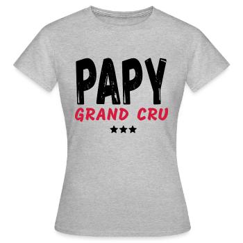 Papy grand cru - T-shirt Femme - gris chiné - Devant - AI Model Female 172 dark (172cm)