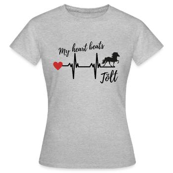 Mon cœur bat Tölt - T-shirt Femme - gris chiné - Devant - AI Model Female 172 dark (172cm)