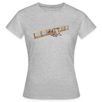 Historisches Motorflugzeug von 1905 - Frauen T-Shirt - Grau meliert - Vorne - AI Model Female 172 dark (172cm)